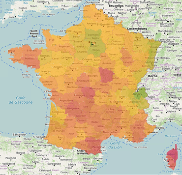 Taux de population active par département