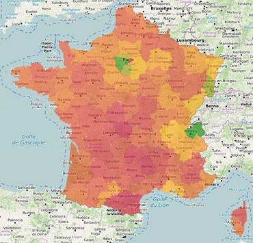 Revenu fiscal moyen par département
