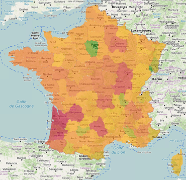 Superficie des départements français