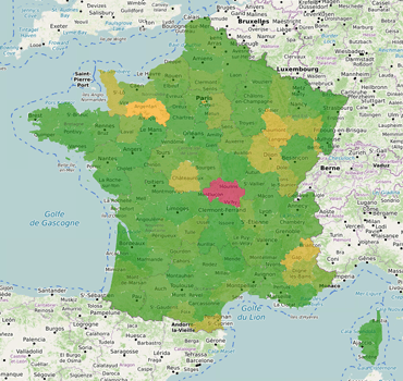 Nombre de trafics de stupéfiants par département