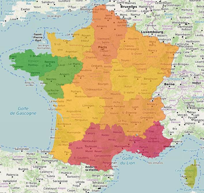 Carte des régions de France