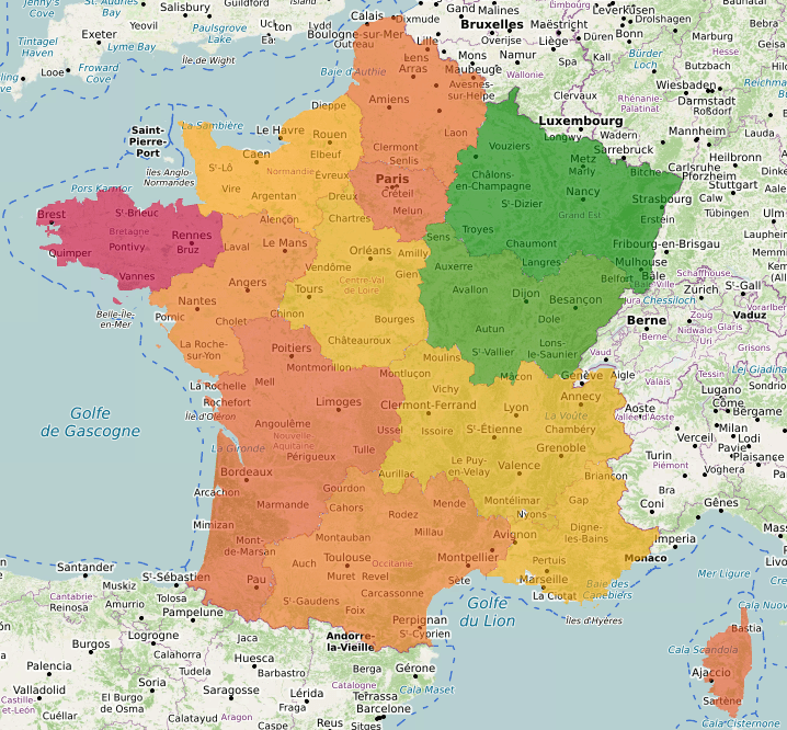 Vote Nicolas Dupont-Aignan par région