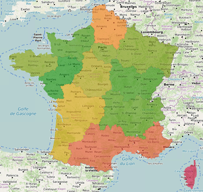Taux de chômage par régione