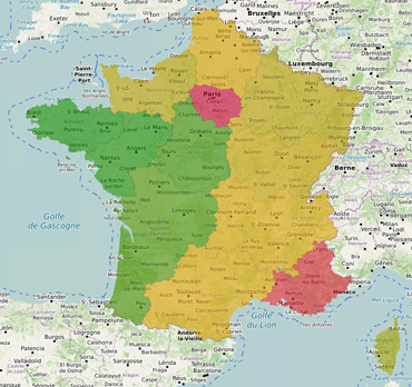 Nombre de vols par région