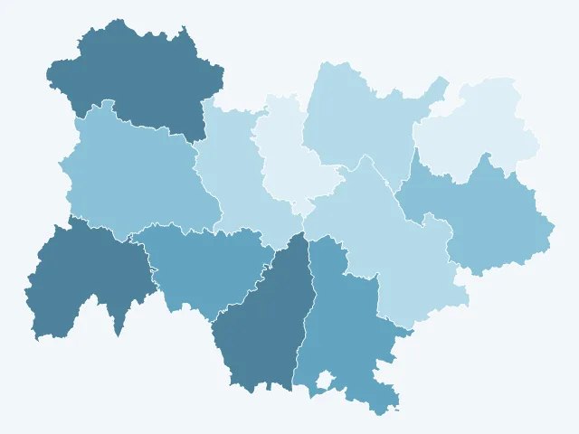 Carte de l'âge moyen en Auvergne-Rhône-Alpes