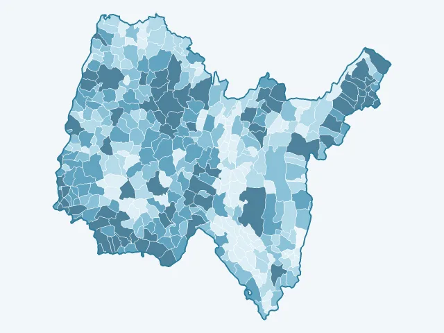 Carte du nombre d'habitants dans l'Ain (01)