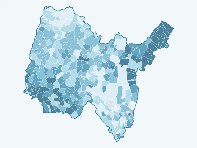 Carte du revenu moyen dans l'Ain (01)