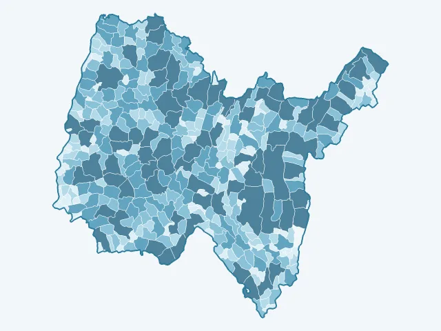 Carte de la superficie dans l'Ain (01)