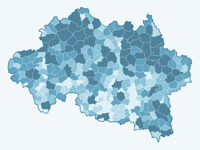 Carte de la superficie dans l'Allier (03)