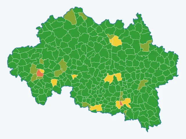 Carte de l'indice de tranquillité dans l'Allier (03)
