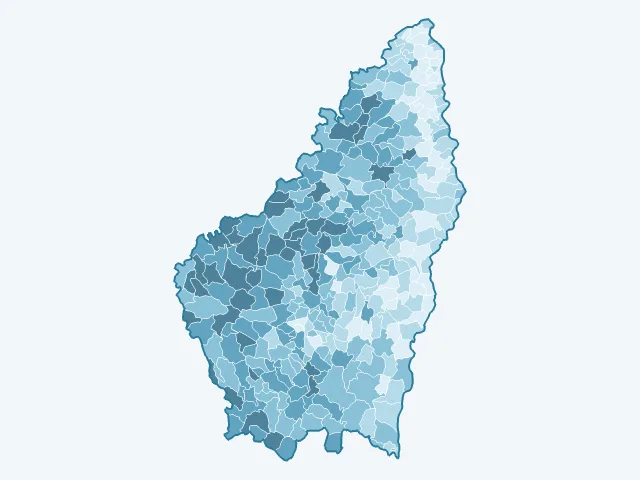 Carte de l'âge moyen dans l'Ardèche (07)