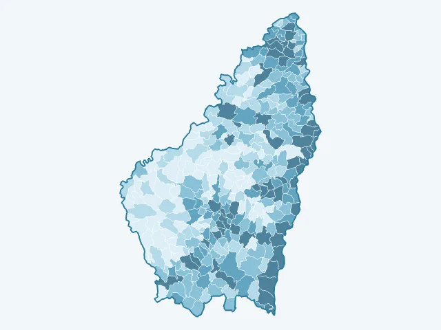 Carte du nombre d'habitants dans l'Ardèche (07)