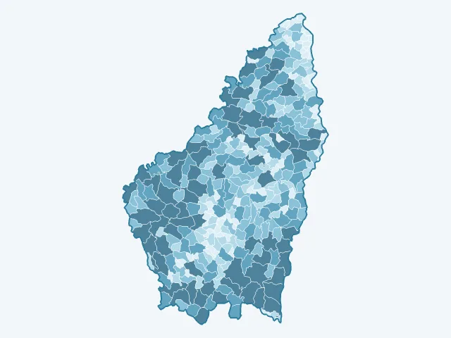 Carte de la superficie dans l'Ardèche (07)