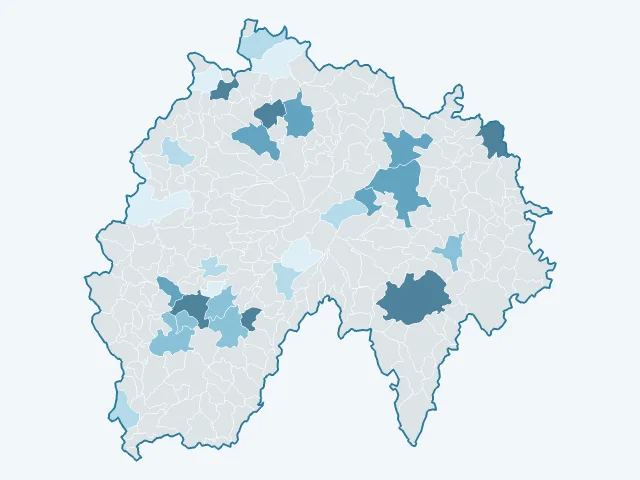 Carte de l'évolution des prix immobiliers dans le Cantal (15)