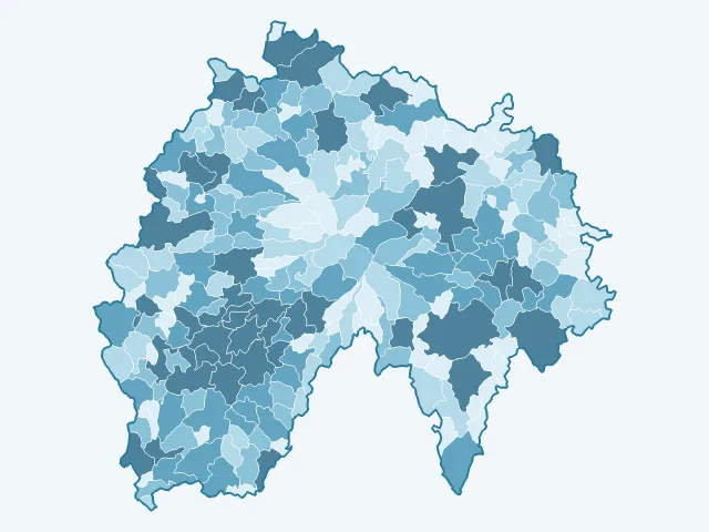 Carte du nombre d'habitants dans le Cantal (15)