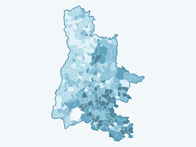 Carte de l'âge moyen dans la Drôme (26)