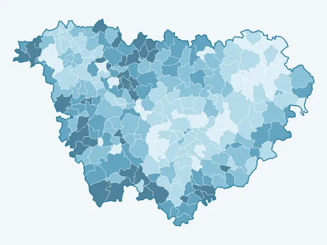 Carte de l'âge moyen dans la Haute-Loire (43)