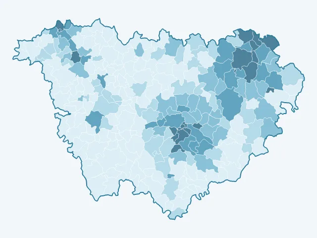 Carte de la densité de population dans la Haute-Loire (43)