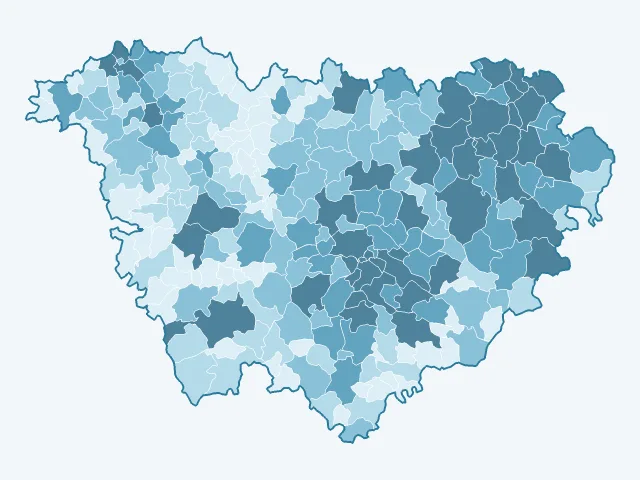 Carte du nombre d'habitants dans la Haute-Loire (43)