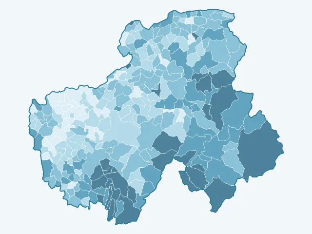 Carte de l'âge moyen dans la Haute-Savoie (74)