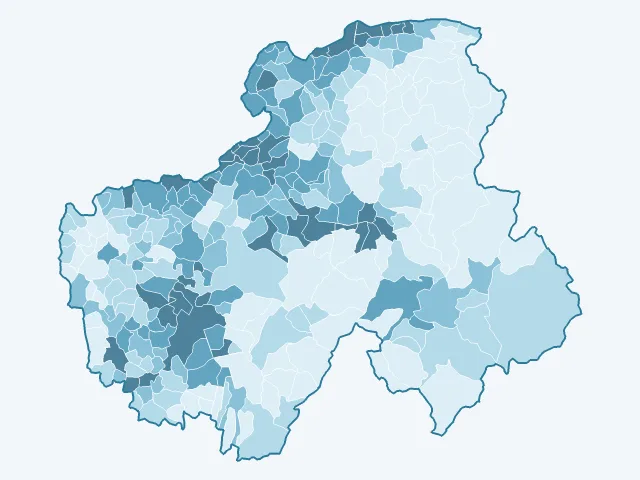 Carte de la densité de population dans la Haute-Savoie (74)