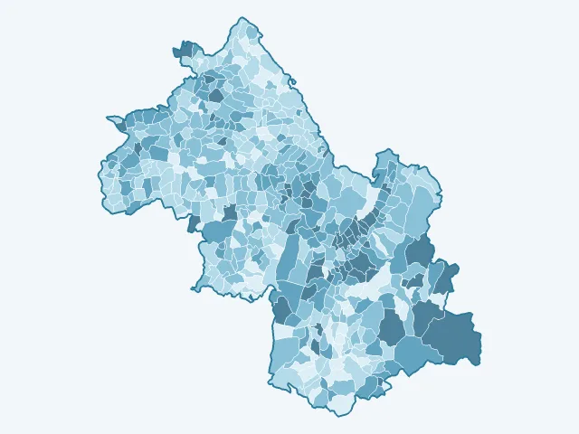 Carte du vote Emmanuel Macron dans l'Isère (38)