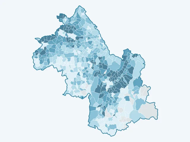 Carte du revenu moyen dans l'Isère (38)