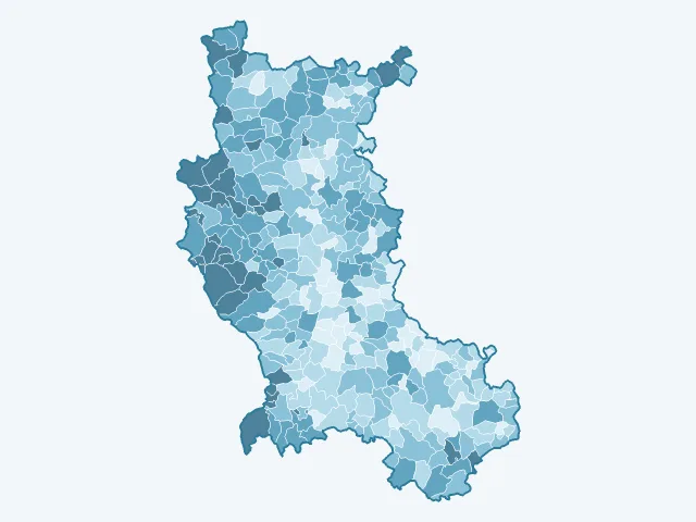 Carte de l'âge moyen dans la Loire (42)