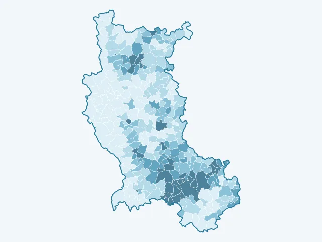 Carte de la densité de population dans la Loire (42)