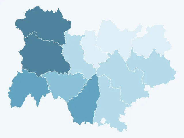 Carte du vote Fabien Roussel en Auvergne-Rhône-Alpes