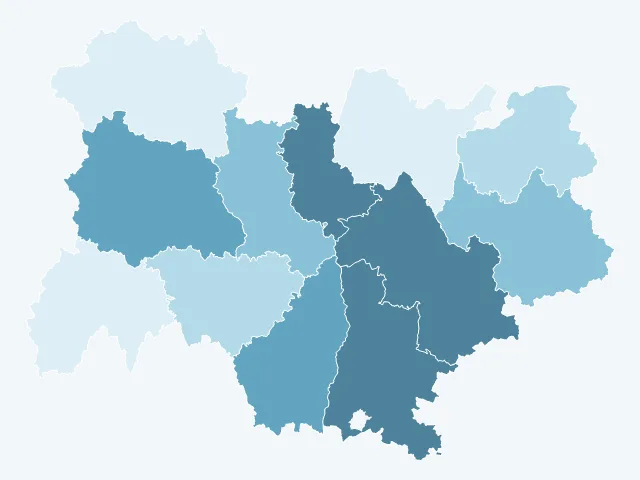 Carte du vote Jean-Luc Mélenchon en Auvergne-Rhône-Alpes