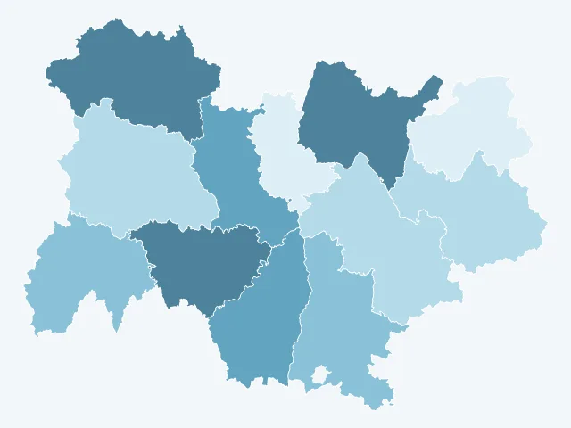 Carte du vote Marine Le Pen en Auvergne-Rhône-Alpes