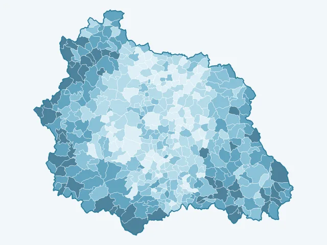 Carte de l'âge moyen dans le Puy-de-Dôme (63)