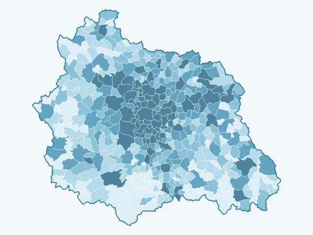 Carte du nombre d'habitants dans le Puy-de-Dôme (63)