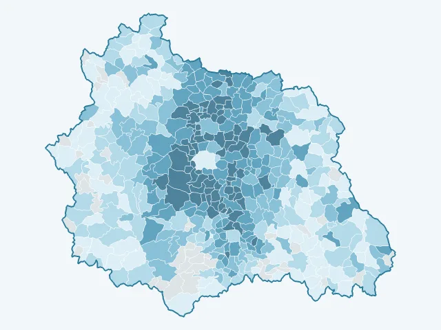 Carte du revenu moyen dans le Puy-de-Dôme (63)
