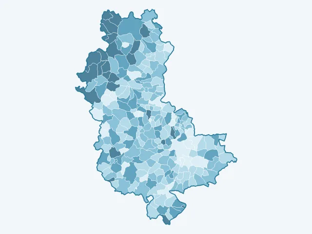 Carte de l'âge moyen dans le Rhône (69)