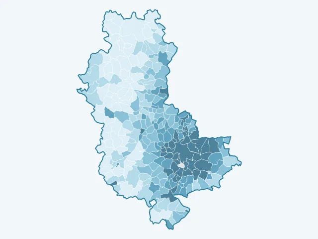 Carte de la densité de population dans le Rhône (69)