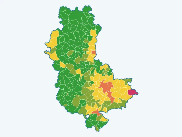 Carte de l'indice de tranquillité dans le Rhône (69)