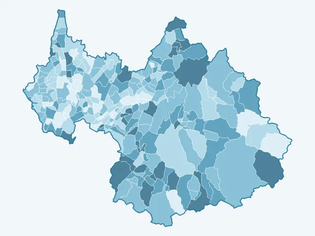 Carte de l'âge moyen dans la Savoie (73)