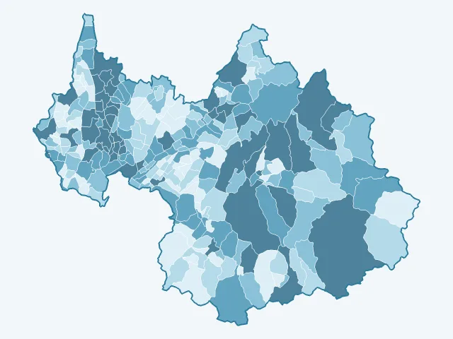Carte du nombre d'habitants dans la Savoie (73)