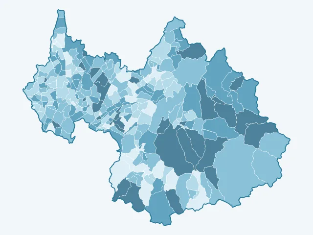Carte de la population active dans la Savoie (73)