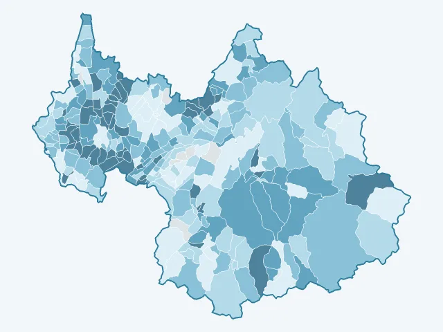 Carte du revenu moyen dans la Savoie (73)