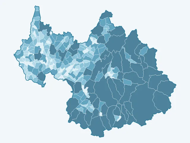 Carte de la superficie dans la Savoie (73)