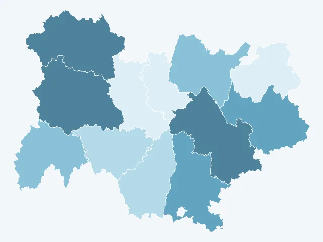 Carte de la superficie en Auvergne-Rhône-Alpes