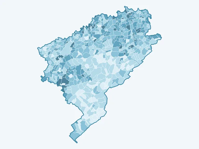 Carte de l'âge moyen dans le Doubs (25)