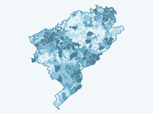 Carte du nombre d'habitants dans le Doubs (25)