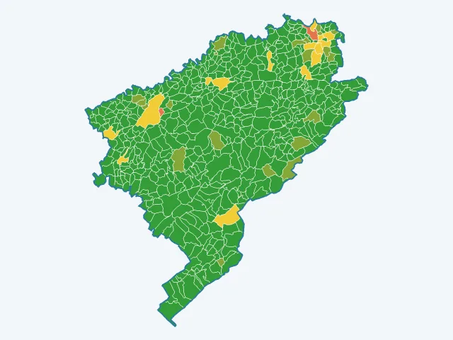 Carte de l'indice de tranquillité dans le Doubs (25)