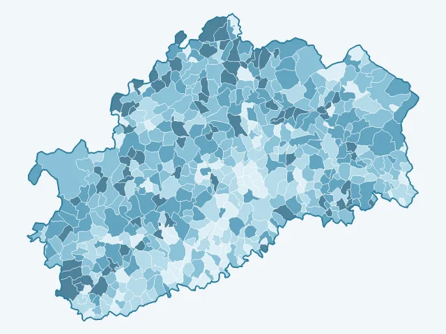 Carte du vote Marine Le Pen dans la Haute-Saône (70)