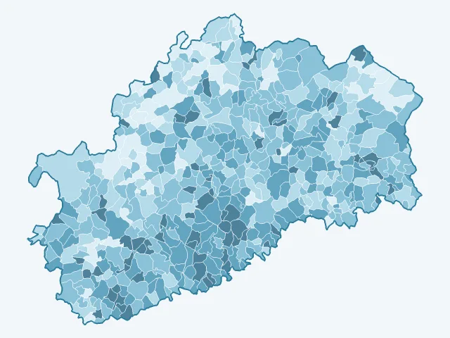 Carte de la population active dans la Haute-Saône (70)
