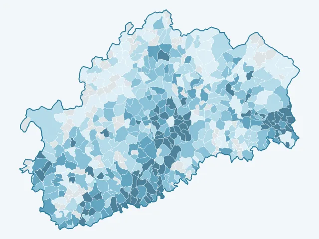 Carte du revenu moyen dans la Haute-Saône (70)